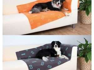 Trixie Fleecedecke Barney Knochenmotiv - 150 x 100 cm - Taupe