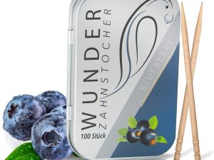 Wunderzahnstocher-Blaubeere Metallbox (100 Stück)