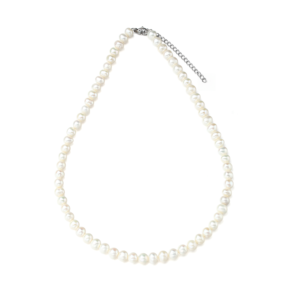 Echte Süßwasserperlenkette weiß 8mm Perlen Zuchtperlen Perlenschmuck – Bild 3